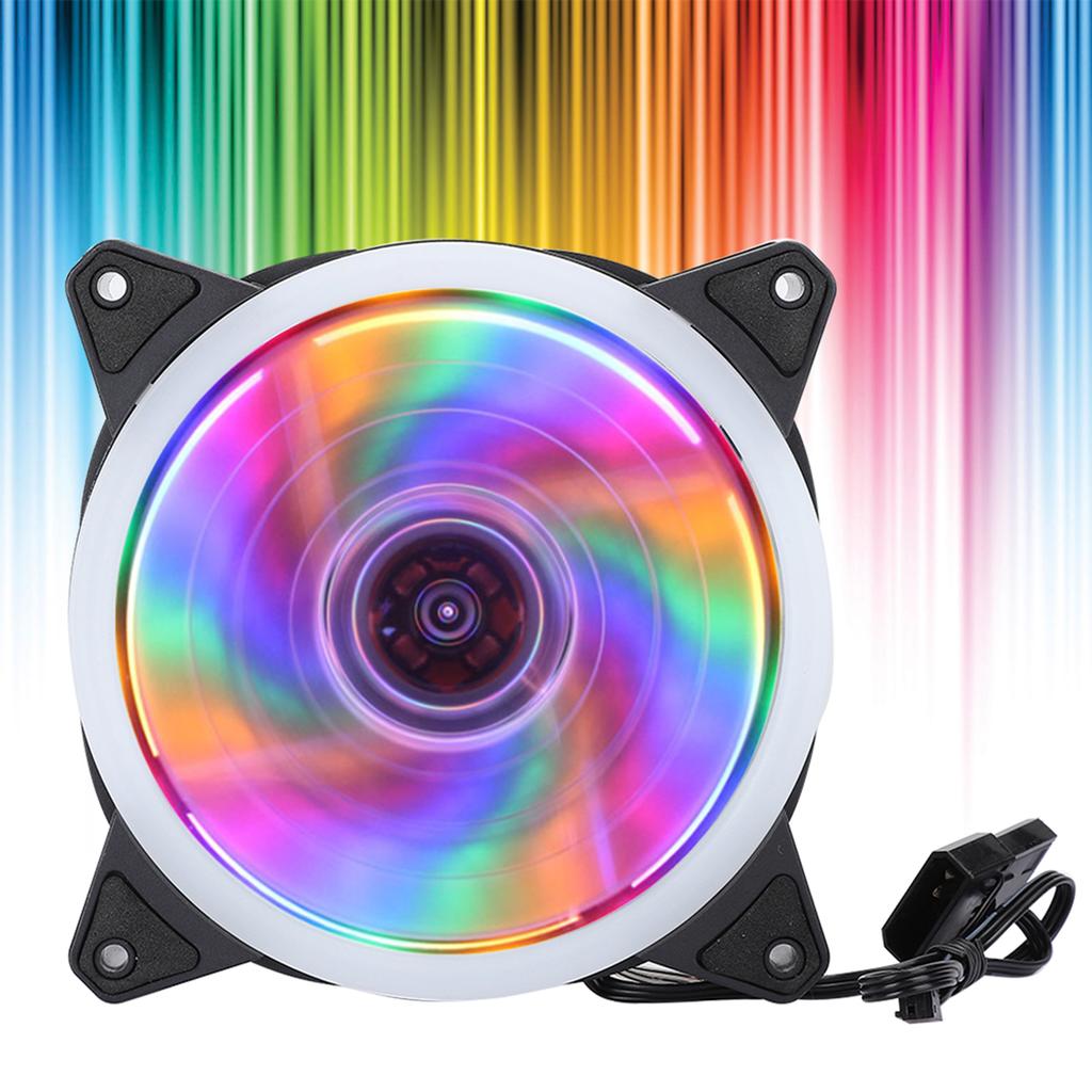 RGB-вентилятор Многоцветные вентиляторы корпуса Настольный компьютер Охлаждение процессора Aurora Тихий 12 см(Аврора Двухлепестковая Разноцветная