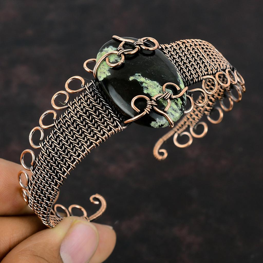 Браслет-манжета из австралийского хрома и халцедона, браслет из медной проволоки с драгоценными камнями, регулируемый браслет ручной работы, уникальный подарок из меди для нее
