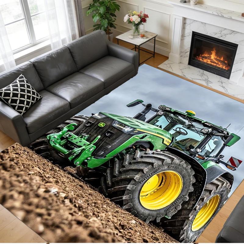 John Deere Print Crystal Velvet Plush Rug Anti?Slip Wear?Resistant Floor Carpet For Indoor Household Home Decoration