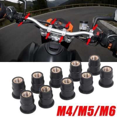 10 шт. M4/M5/M6 мотоциклетные модифицированные латунные резиновые гайки для крепления мотокросса украшения лобового стекла заклепочные крепления аксессуары