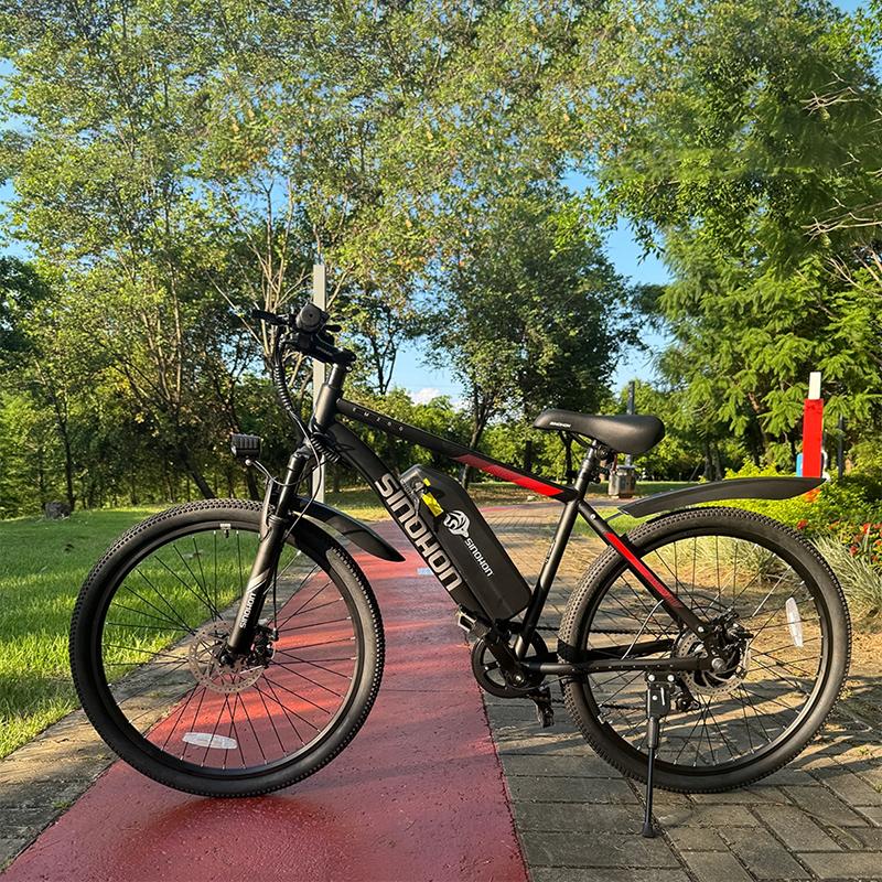 26'' Adult Electric Mountain Bike 36V 10.4Ah Battery 550W Brushless Motor 7 Speed E-Bike  with Mechanical Disc Brakes LCD Display