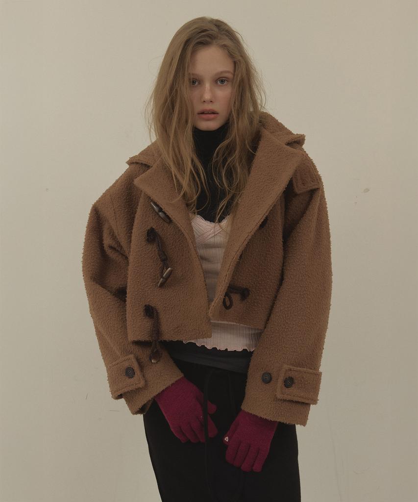 Lonque Casentino Classic Hoodie Crop Duffle Coat (Camel)