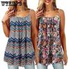 Women Plus Size Sleeveless Vest Printed Beach Casual Boho Bohemia Summer Loose Tank Tops Blouse