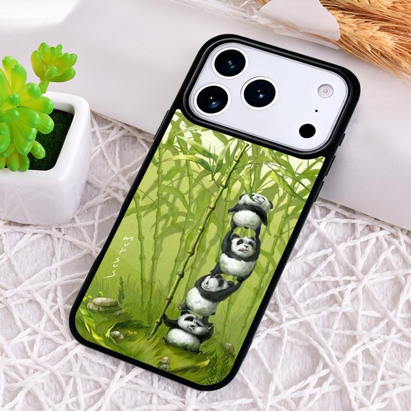 Милый Мультяшный Чехол-Панда для Телефона iPhone 17 Air 16 15 11 12 14 13 Pro Max Ударопрочный Чехол