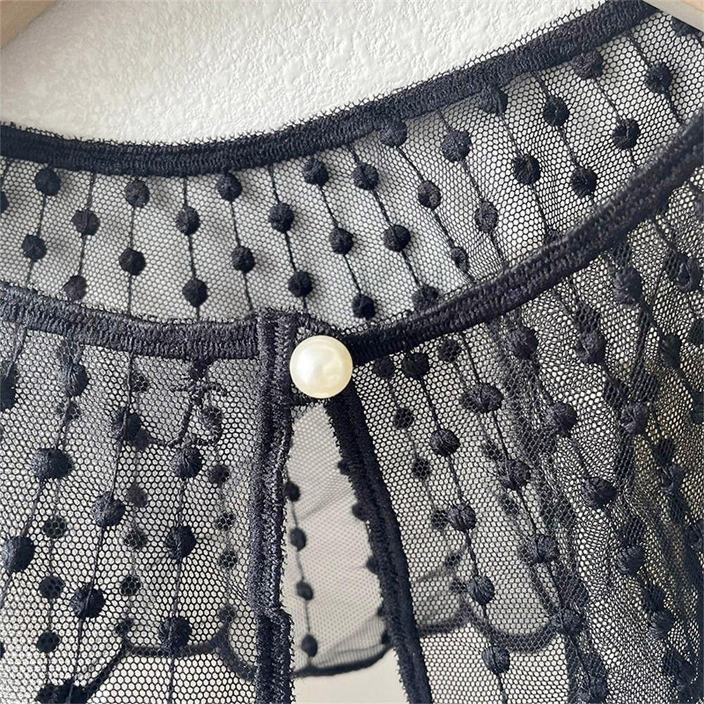 Pearls Fake Collar Embroidered Lace Shawl Casual Detachable Collar Shirt