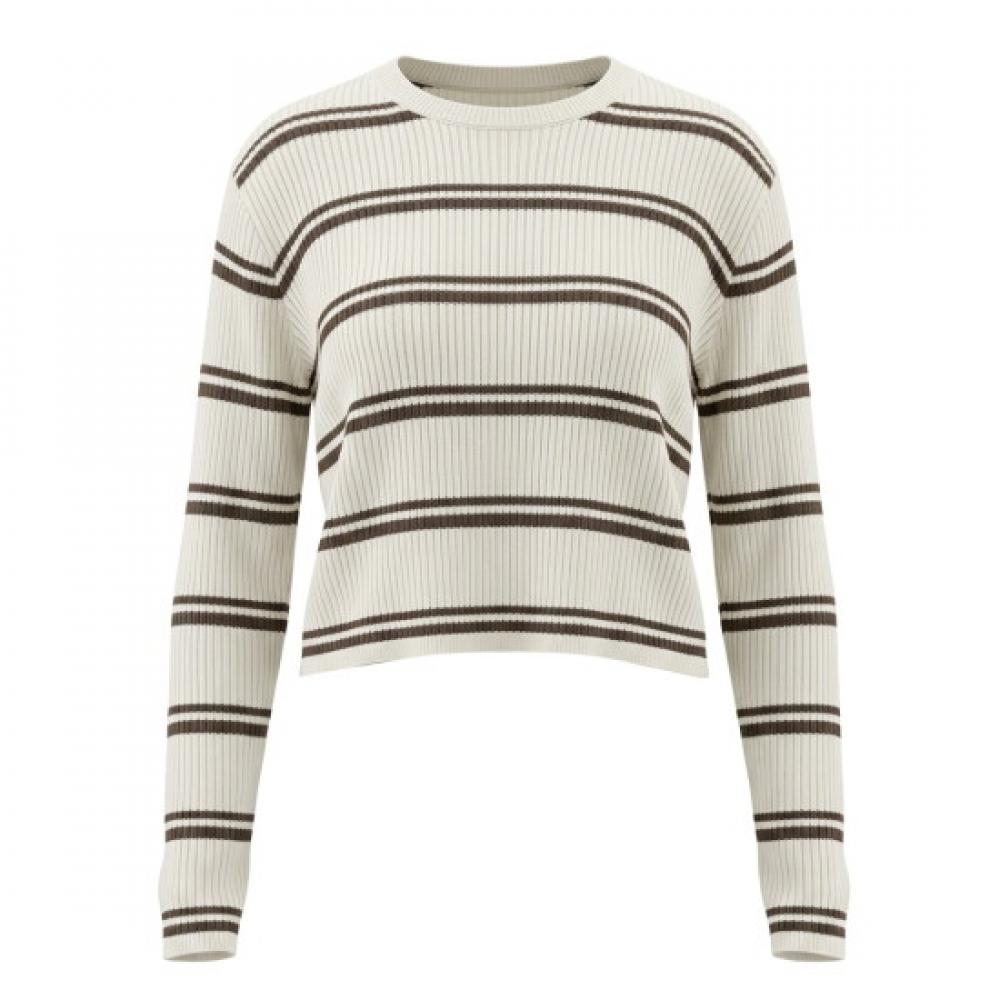 Shop Women S Striped Back Button Slit Long Sleeve Knit Beige Siu Wkn260040