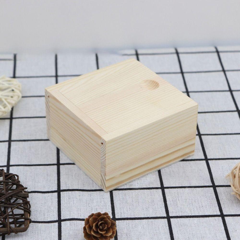 Natural With Slide Top Card Keeper Wooden Box Jewelry Organizer Case Storage Box Beads Container
