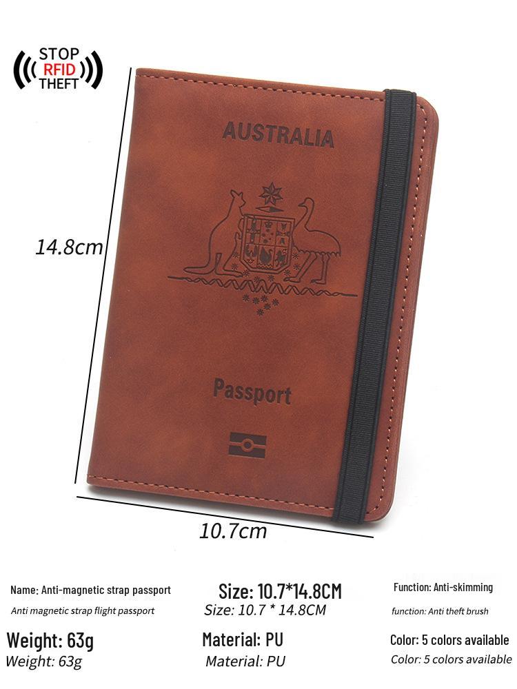 Anti-Theft Leather Passport & Card Holder with Anti-Magnetic Protection, Multiple Pockets for Bank Cards