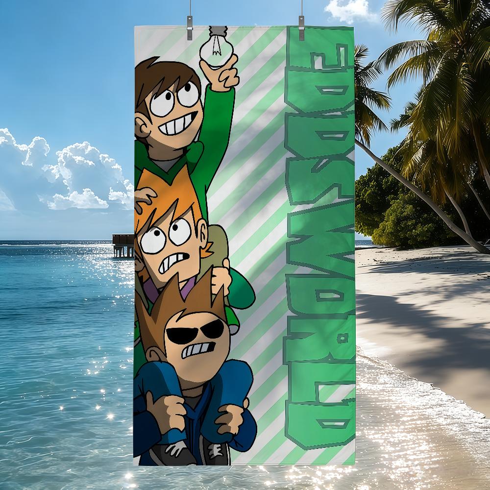 Мультяшное полотенце E-Eddsworld, забавное, быстросохнущее, пляжное, подходит для бассейнов, кемпинга, йоги и спортзала