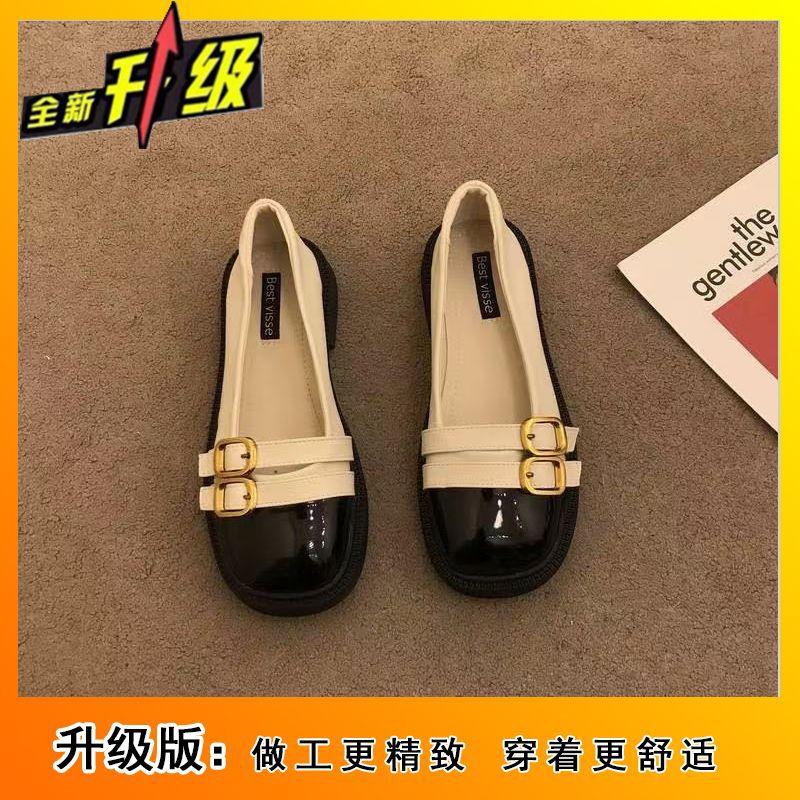 Commuting Versatile Small Leather Shoes Women's 2025 Spring and Summer French Temperament Retro Flat Bottom Gentle Wind Shallow Mouth Belt Buckle Si