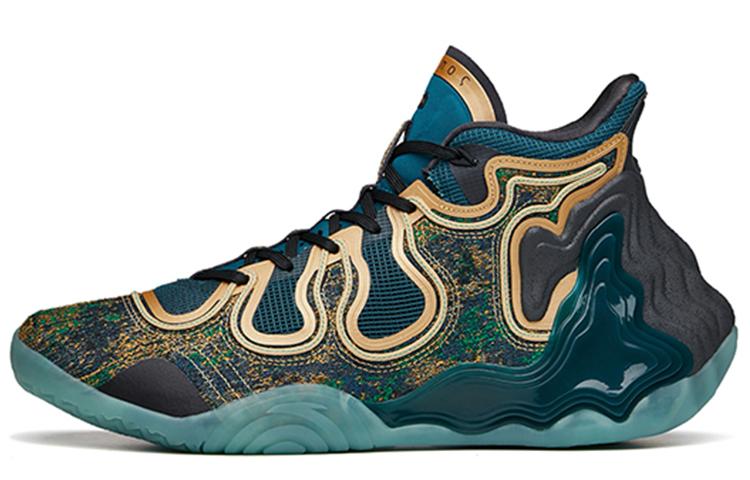 Men's Sneakers ANTA Star Mountain Basketball Shoes Men's High-top Digital Blue/Carbon Gray/Metal Gold