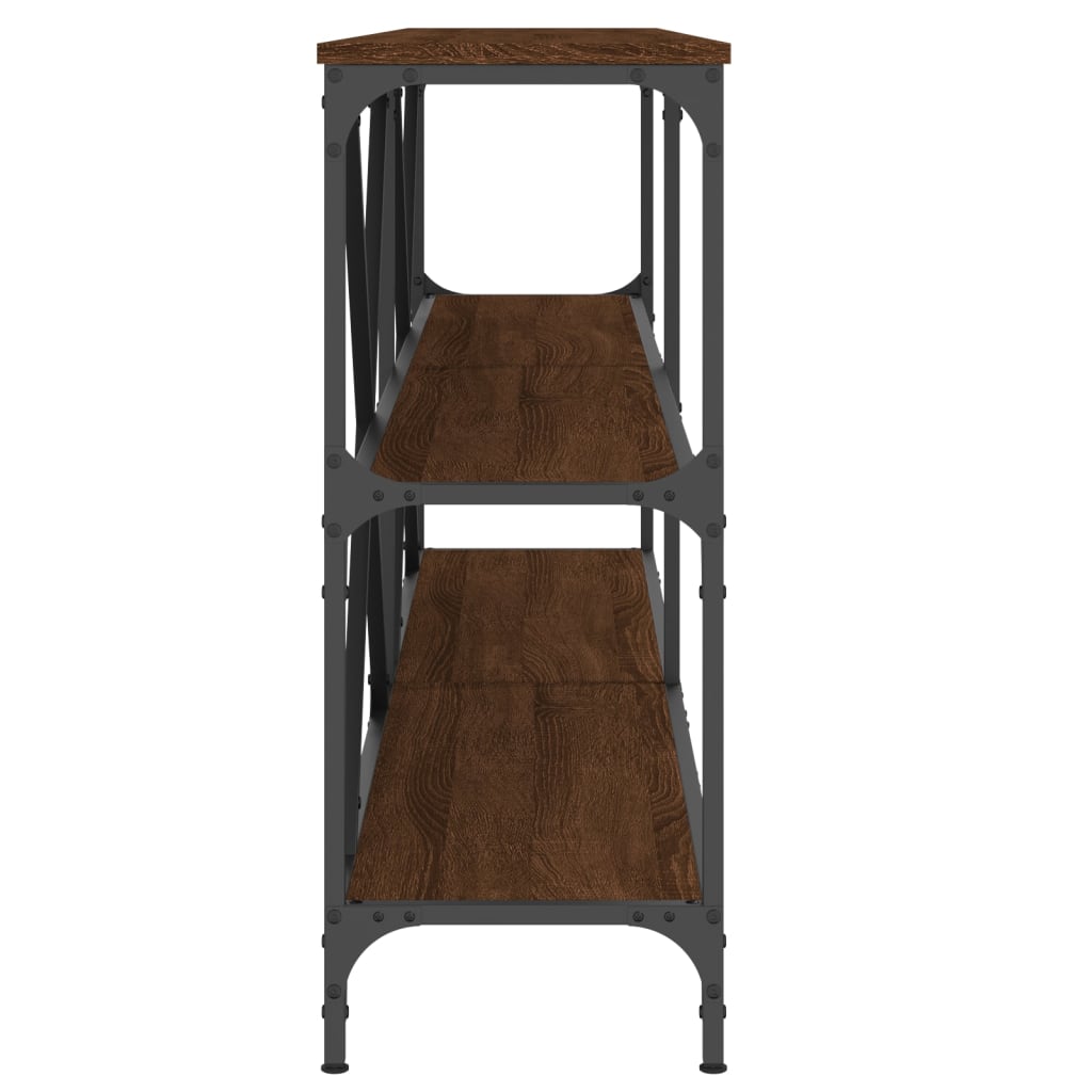 Console Table Brown Oak Effect 180x30x75 cm Engineered Wood and Iron