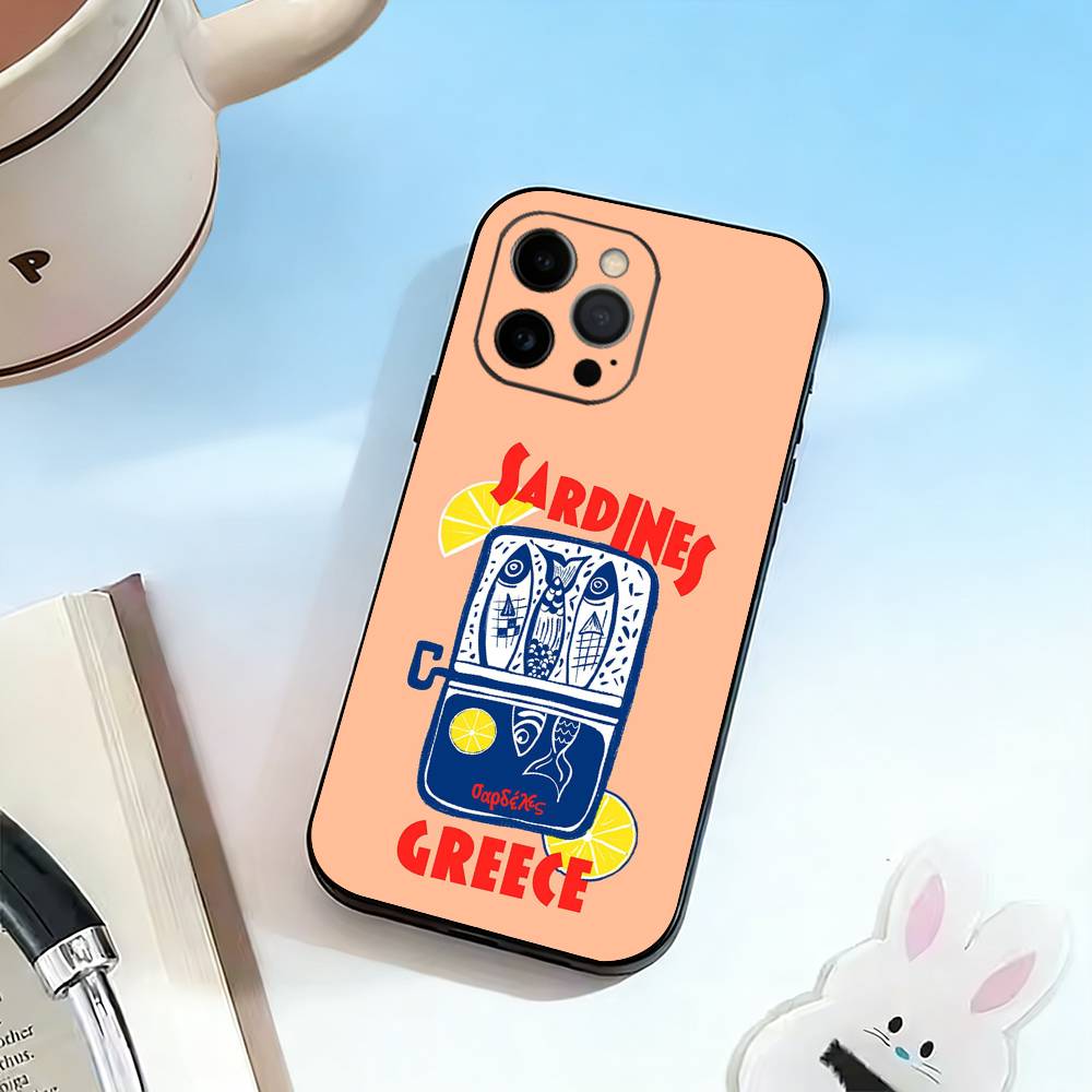Чехол для телефона "Сардина" Силиконовый Мягкий Для IPhone 17 16 15 14 13 12 11 X XR Plus Pro Max Plus