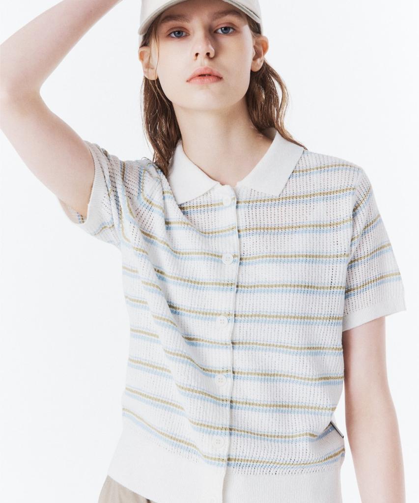 BROMPTON LONDON W Stripe Half Sleeve Knit - Cream (P262Wkt132)