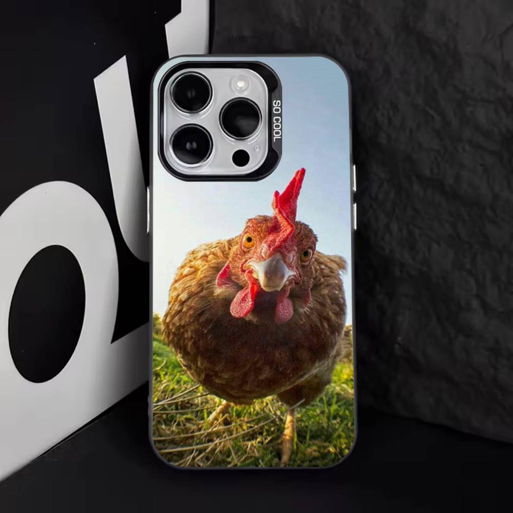 Animal Hen Rooster Phone Case For iPhone 17,16,15,14,13,12,11,Pro,Max,Plus,E,Air,Mini Black Tpu Cover