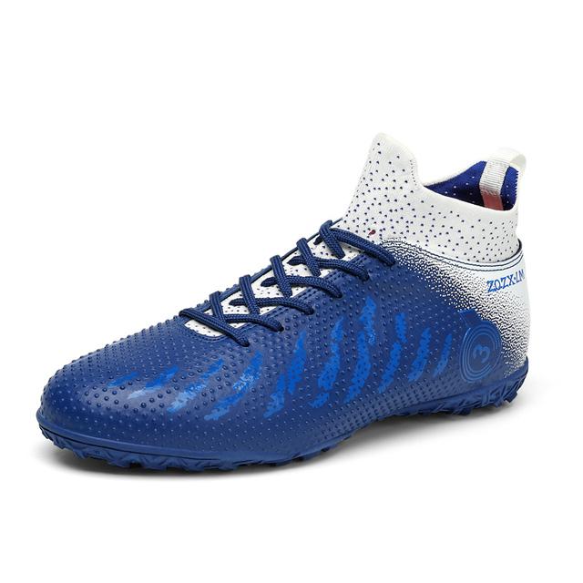 Модные мужские футбольные бутсы с длинными шипами TF/FG, высокие, противоскользящие, мужские футбольные бутсы, детские уличные прочные бутсы для лодыжки, футбольные кроссовки