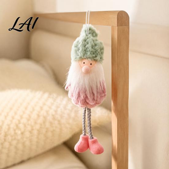 Plush Fabric Hanging Gift Christmas Ornaments Pink Green Faux Fur Gnome Tree Reusable Holiday Party Supplies Decoration for Table Fireplace