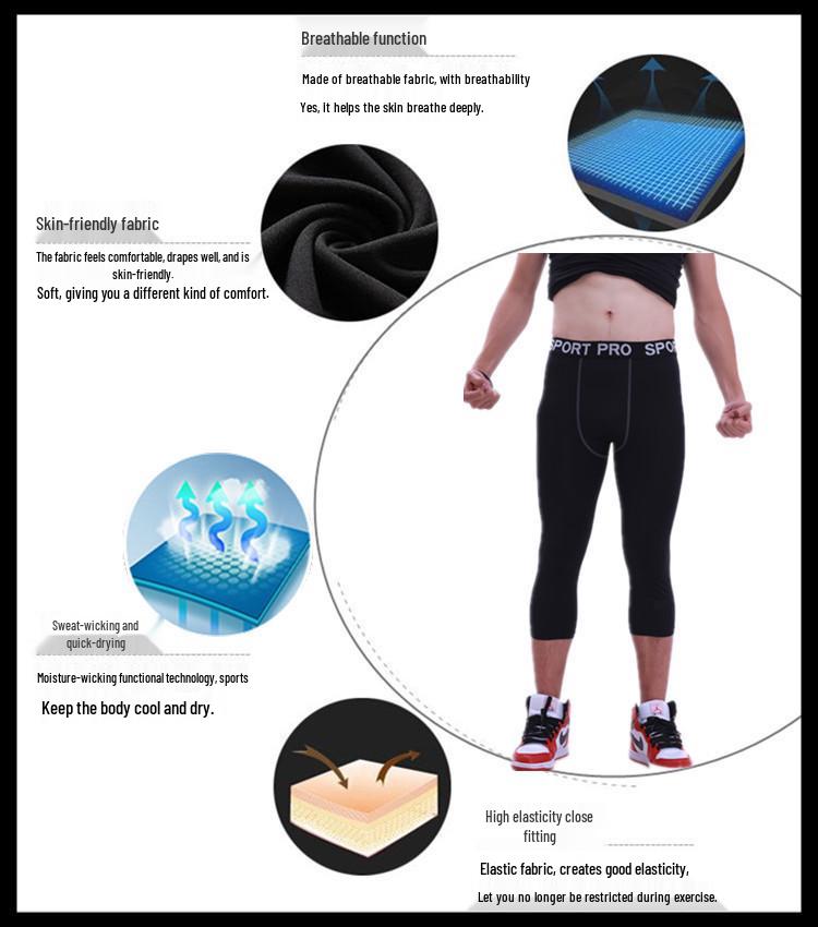 Men's Summer Tight Fitness Running and Swimming Capri Trunks