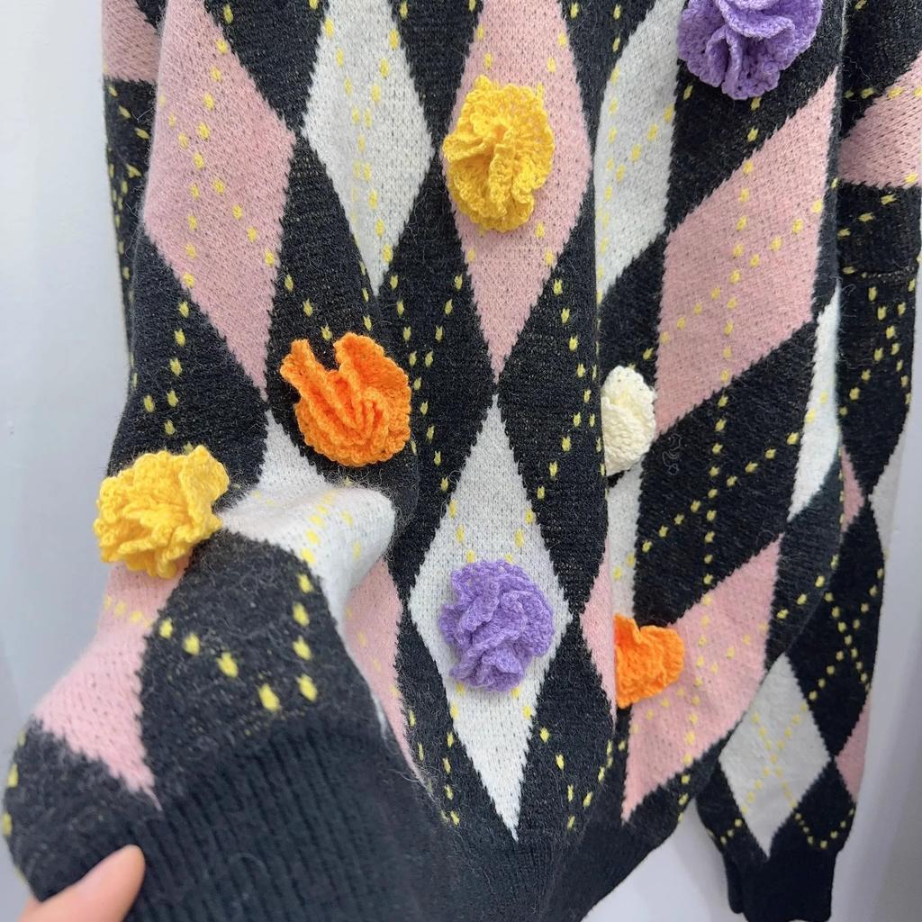 Luxury Brand Designer Jacquard Round Neck Pullover Winter Thickening Loose Retro Fashion Casual College Style Sweater C-252