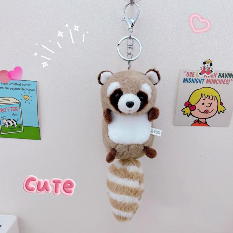 Мультяшный плюшевый енот брелок подвеска милый кавайный длиннохвостый плюшевый кукла брелок рюкзак украшения аксессуары подарки