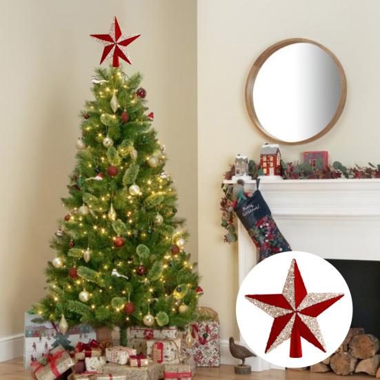 Yousheng Рождественская звезда верхушка дерева украшение блестящая звезда верхушка дерева украшение для деревьев гирлянда настольный праздничный декор