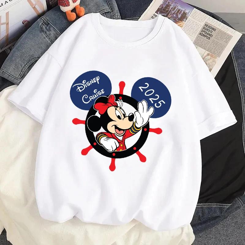 2025 Дисней Семейный Отпуск Графическая Футболка Одежда Лето Женская Повседневная С короткими рукавами Уличная одежда Футболка Футболки Топы