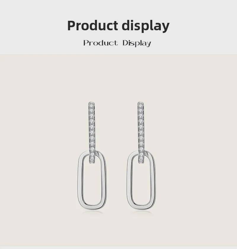 Элегантные женские серьги-кисточки с двойным кольцом и муассанитом - серебро S925, дизайн класса люкс