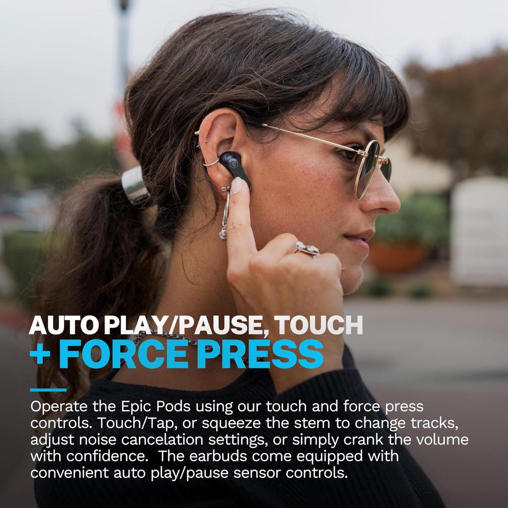 Беспроводные наушники JLab Epic Pods ANC с шумоподавлением, Bluetooth, черные.