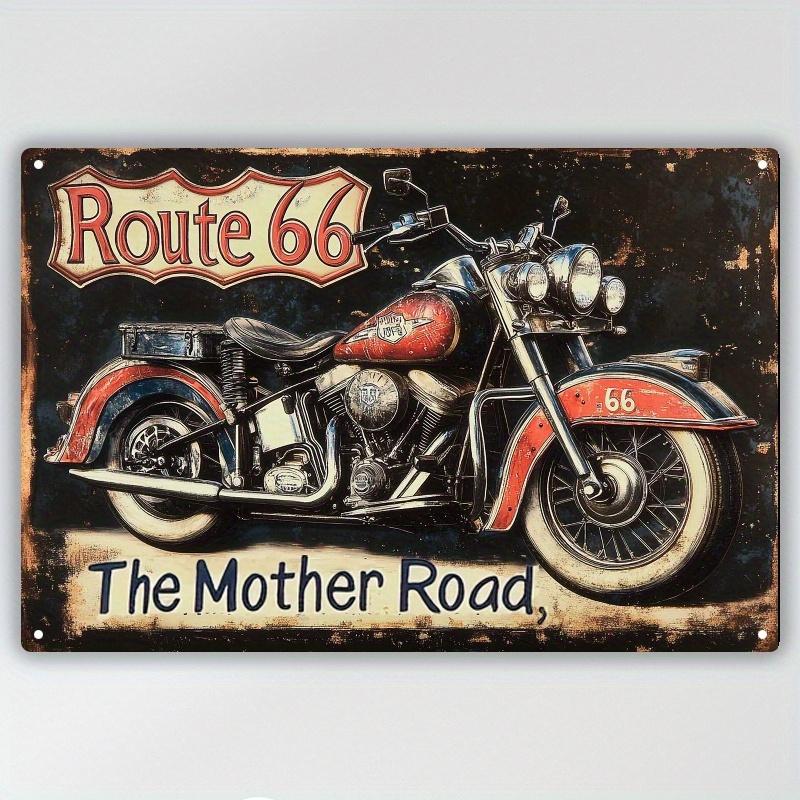 Винтажный знак настенного искусства из металла с изображением мотоцикла по Route Retro Mother Road Highway Decoration Тяжелая алюминиевая табличка Ga