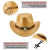 (One Size, Camel) Western Cowboy Hat for Women Men Bohemian Cowgirl Hat with Beads Trim Outdoor Sun Hat