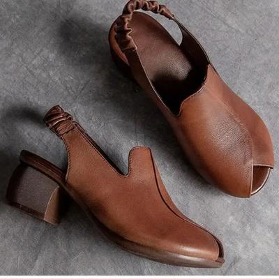 Мода 2025 Новая Мода Босоножки на Платформе Квадратный Каблук Женские Повседневные Туфли на Высоком Каблуке Открытый Носок Удобные Босоножки-Гладиаторы с Рыбьим Ртом