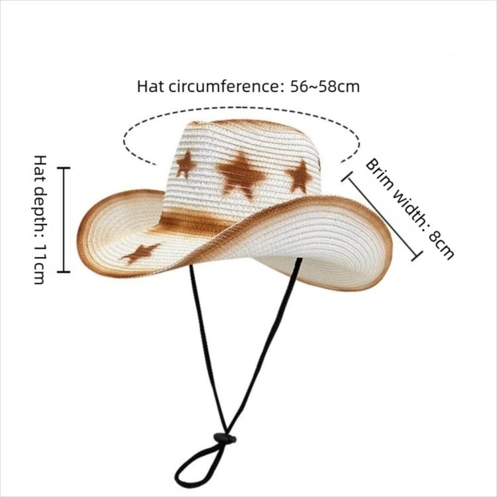 Шляпа от солнца с широкими полями Дышащая соломенная шляпа Модная западная ковбойская шляпа Женская