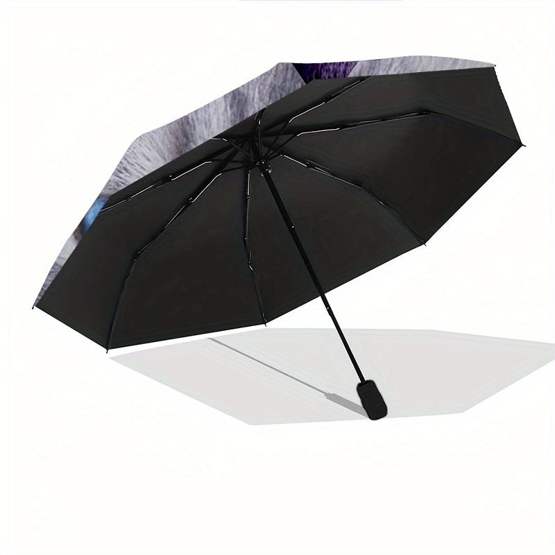 Cat Yin Yang Automatic Folding Umbrella  8 Ribs, Durable Iron Frame, Bright Color Pattern Compact Travel Umbrella, Suitable for Outdoor, Bea