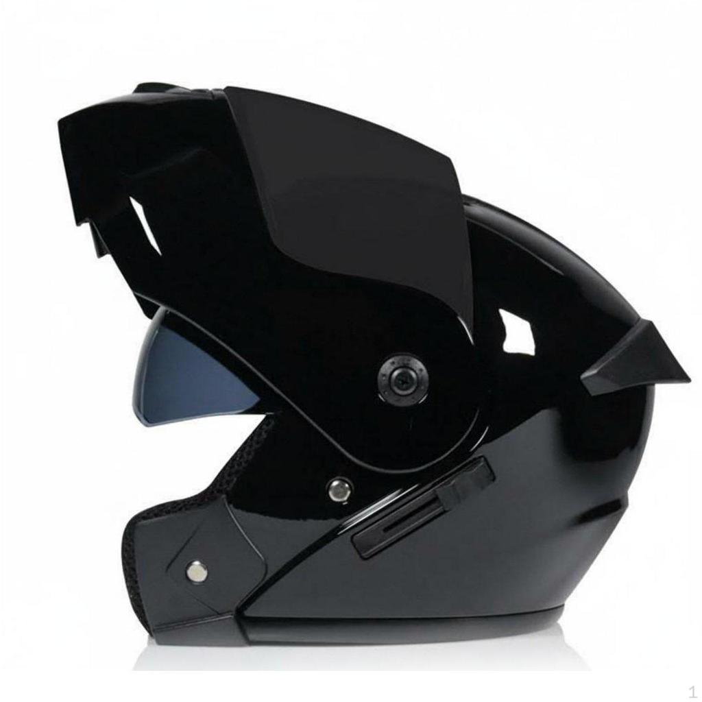 Flip up Full Face Helmet All Season Double Visor Removable Lining for Commuting S Black Silver Lens