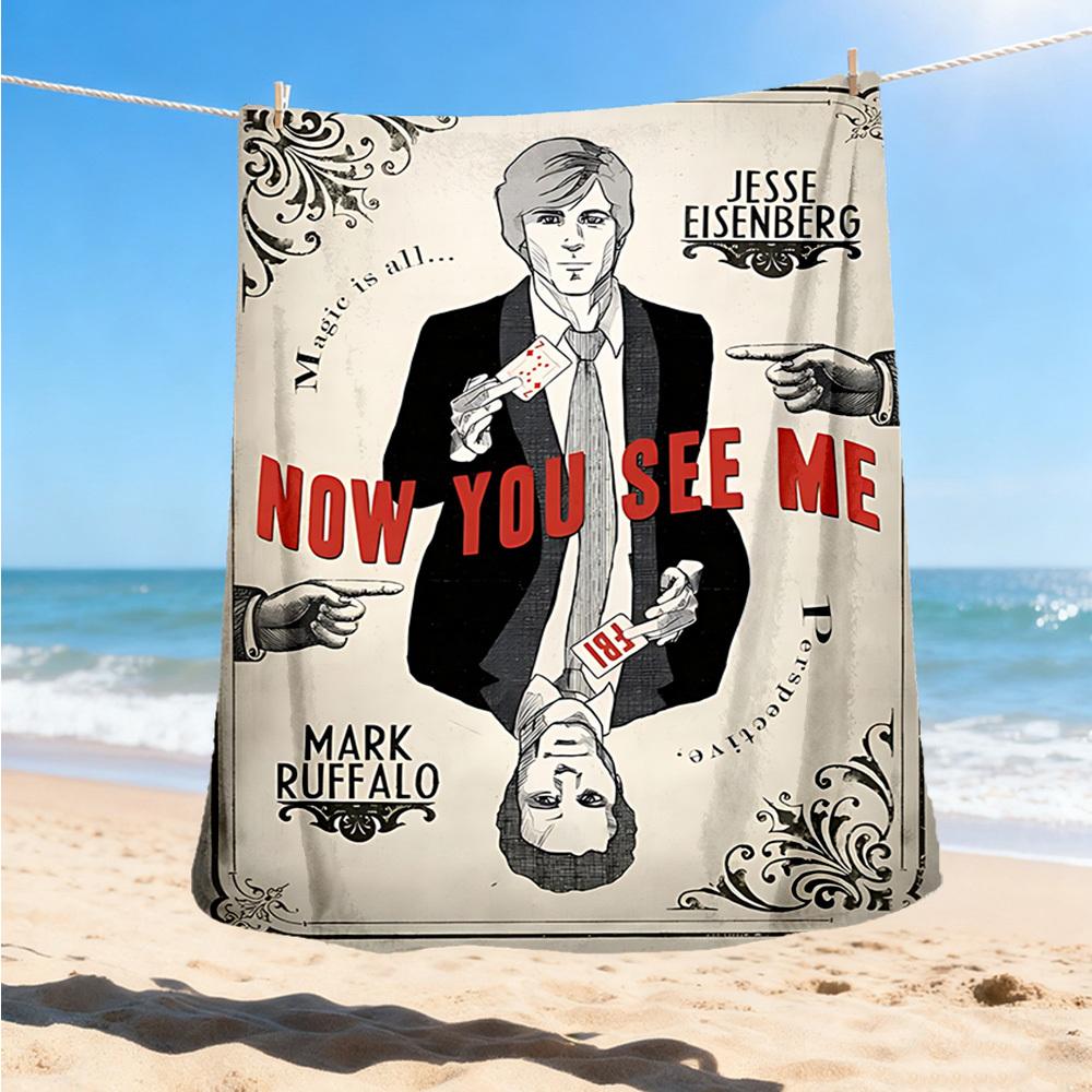 1pc Now You See Me Outdoor Flannel Blanket, Cozy & Warm Soft Te Playful Design, Napping Camping,