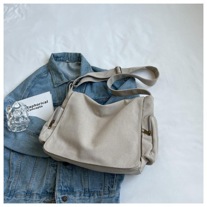 Моющаяся парусиновая сумка почтальона, винтажная мотоциклетная сумка через плечо, большая вместительная студенческая сумка на плечо, тканевая сумка