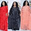 Women's African Dress with 3D Embroidery, Round Neck, Batwing Sleeves, Loose Fit, Plus Size Robe Vest.