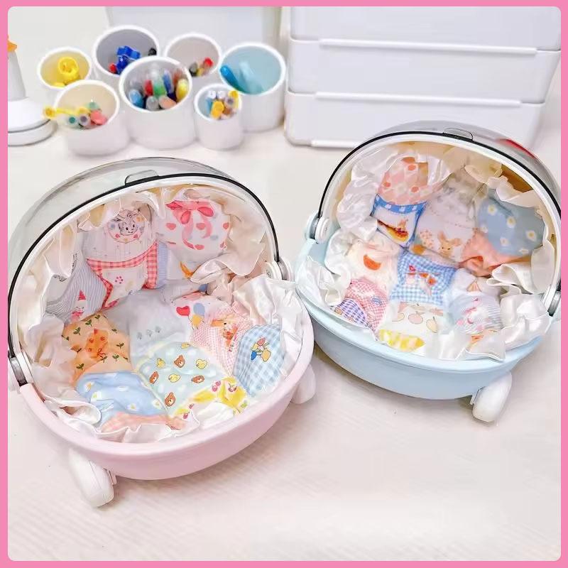 Labubu Baby Stroller Storage Box Doll Decor Space Module Doll Sleep Cradle Cart Dolls Bed Furniture Accessories Gift