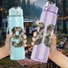 1PC Number Ninety Eight Retro Text Print 750ml Color Plastic Sports Water Bottle Leakproof Flip Straw Lid Suitable for Sports Office Home Use