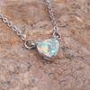 Female Crystal White Opal Stone Love Heart Pendant Necklace Vintage Silver Color Wedding  For Women