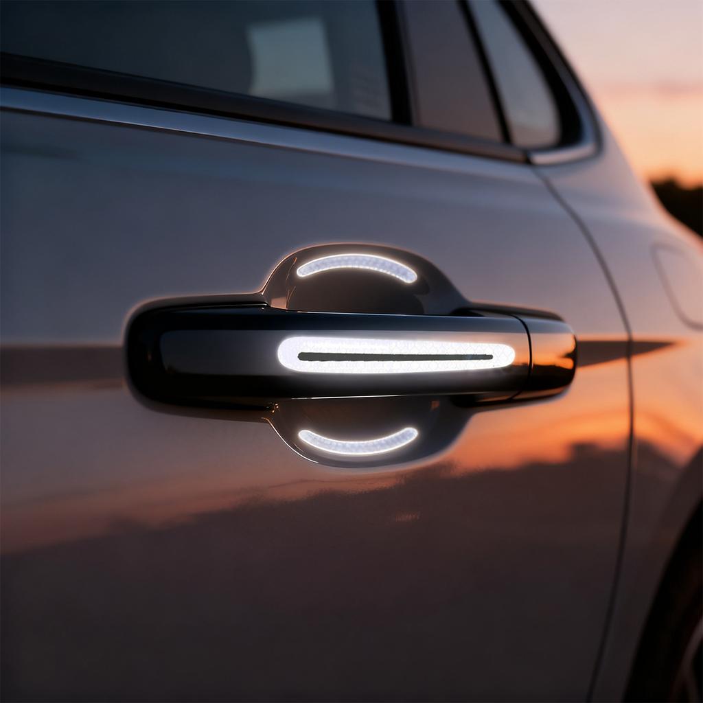 8pcs3D CarReflective Sticker Tape Reflector Fender Warning Bumper Strip Door Handle Bowl Cover Car Exterior Accessories Set