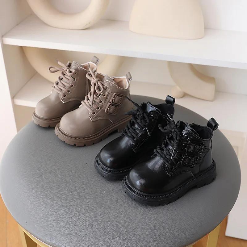 2024 Autumn Zapatos Children Shoes Simple Soft Soled Kids Casual Shoes Trendy Versatile Girl Ankle Boots Anti Slip Winter Boots