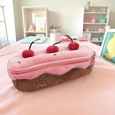 1 шт. Милая плюшевая сумка для ручек Cherry Cake, креативная модная сумка для хранения канцелярских принадлежностей, школьные принадлежности, подходит для учебы, офиса