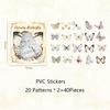 40pcs/pack PVC Materials Butterfly Stickers DIY Journling Supplies Art Collage Junk Journal Scrapbooking Label Stickers