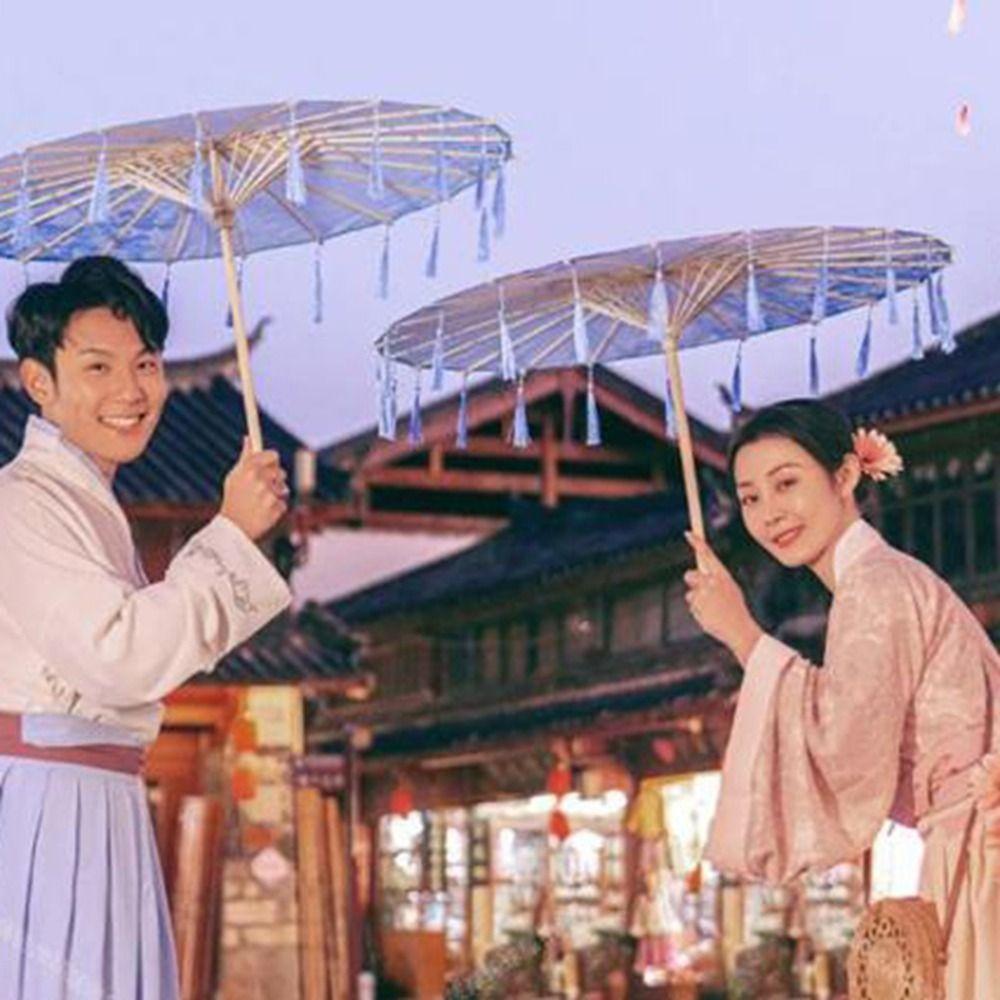 Ручной зонт с кисточкой из шелковой ткани в китайском стиле, зонт для древнего танца для женщин