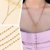 Bohemian Colorful Glass Long Y-Shaped Necklace Metal Body Collarbone Color Holiday Gold Gifts S T2Y0
