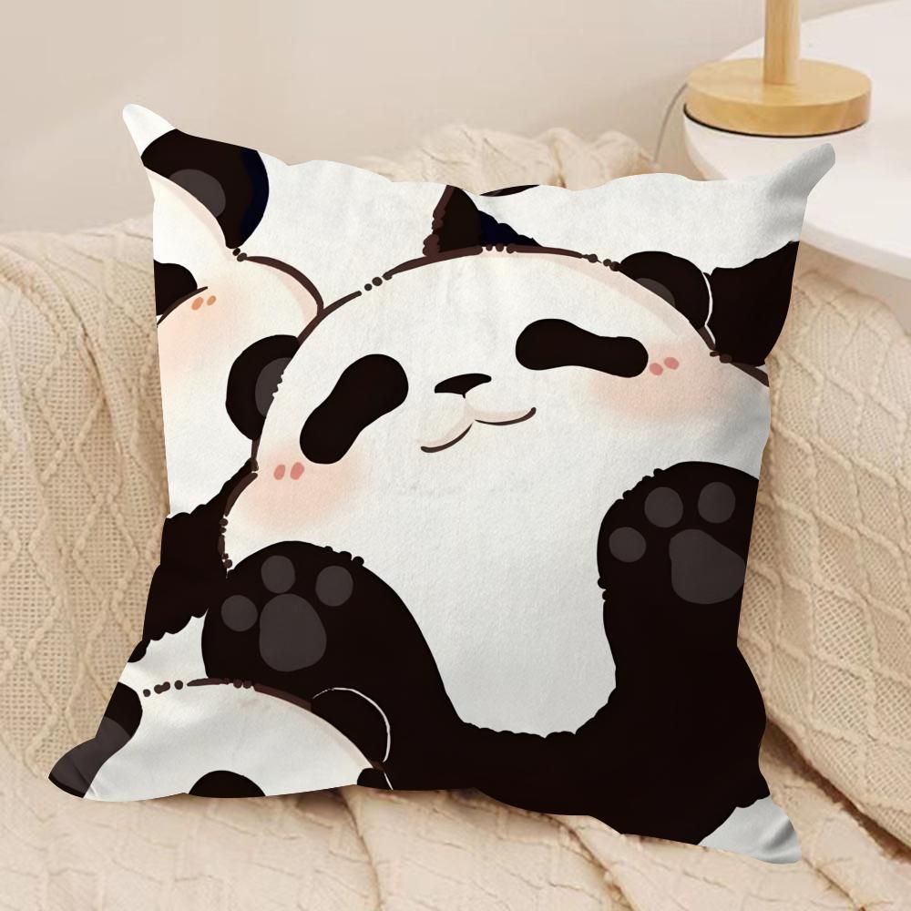 Lovely Panda Cushion Cover Soft Plush Fabric Double-Sided Printed Sofa Cushion Cover For All Seasons Home Decor Gift