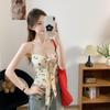 #Летний новый сладкий и пряный стиль, топ на бретелях с принтом kt, универсальный топ с накладкой на грудь