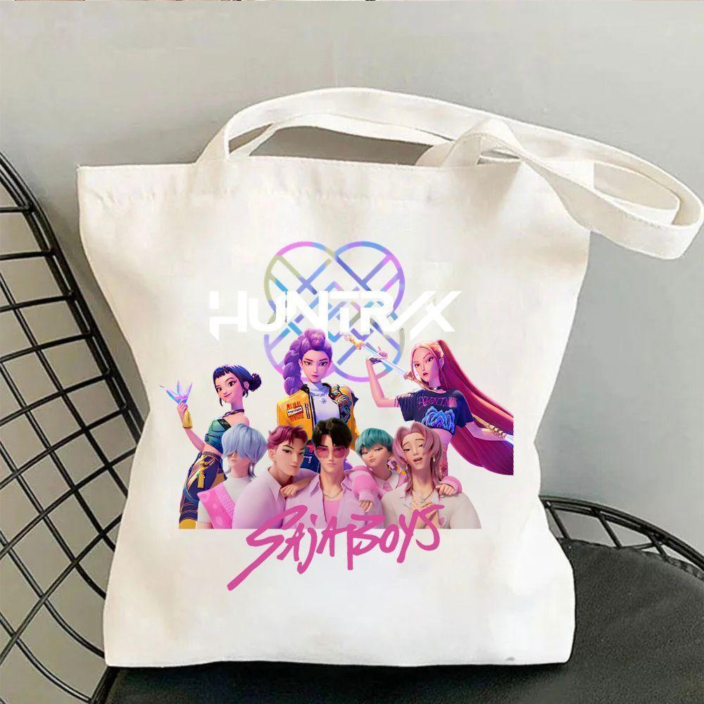 Детские Девочки Kpop Руми Зои Мира Дерпи Саджабойс Принт Студенческие Большая Вместимость Повседневные Холщовые Сумки для Покупок Через Плечо На Плечо