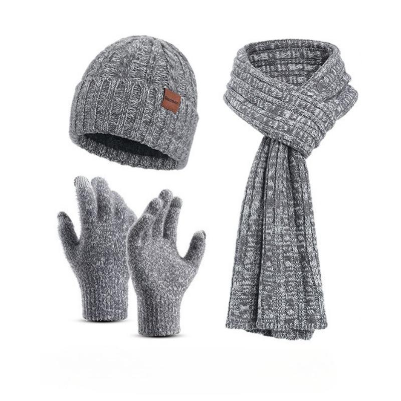 Christmas Hat, Scarf, Gloves, Water Cup Four-piece Set, Winter Velvet Warm Knitted Hat, New Year's Gift Box.